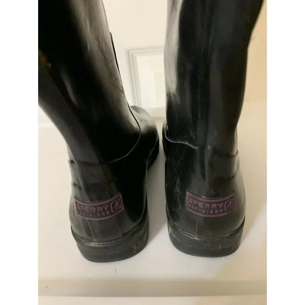 Sperry Top Siders Women's Size 6 Black Rain Rubber Outdoor‎ Boots Style 9852450
